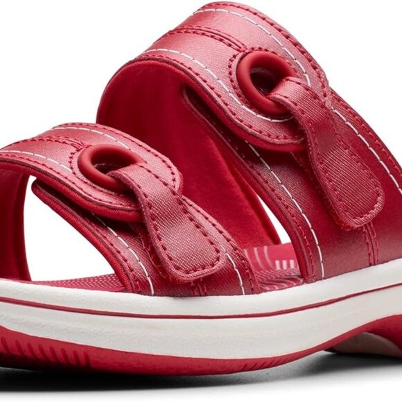Women's Slide Sandal Faux Leather Rubber Sole 8 Light Cushion Grip Comfort